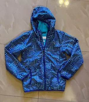 Columbia sportswear Rain Jacket Blue Stars Dots Flowers Hooded Lightweight thumbnail 1