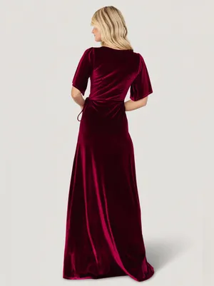 Baltic Born Meghan Velvet Short Sleeve Wrap Maxi Dress Red Large Romantic Goth thumbnail 2
