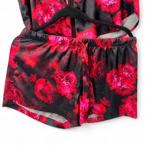 VICTORIA'S Secret M Pj's Pajama Set Satin Shorts Top Dark Floral Women Sleepwear thumbnail 3