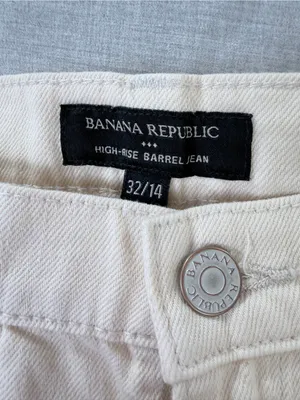 NWT Banana Republic‎ Cream Barrel Leg Jeans High Rise Wide Leg Denim 32 14 thumbnail 4