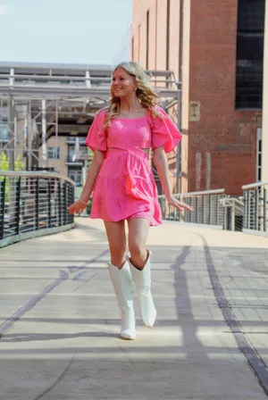 Amazon Womens Summer Dresses 2026 Short-Sleeve Square Neck Mini Dress Crossover Elastic Waist Casual Party Tiered Dress thumbnail 3