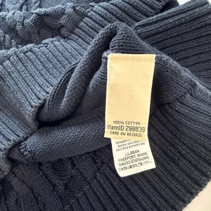 LL Bean Navy Blue Double L Mixed Cable Cotton Crew Neck Pullover Sweater LARGE thumbnail 10