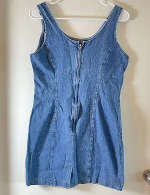 Vintage 90’s California Concepts Size 7 Denim Flower Dress Y2K Juniors thumbnail 3