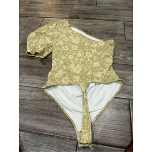 Free People Somethin Bout You Bodysuit Cactus Combo Floral Puff One Shoulder NWT thumbnail 5