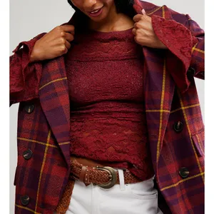 NWT Free People Burgundy Lace Long Sleeve Top M thumbnail 13