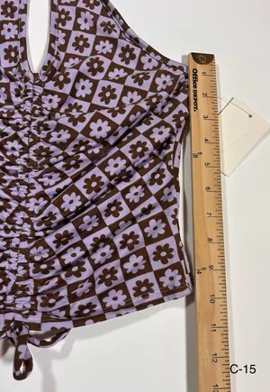Vibe Sportswear Daisy Checkerboard Ruched Halter Top Size M thumbnail 7