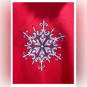 PFI Fashions Red Snowflake Sweatshirt – XL Vintage Holiday Embellished Pullover thumbnail 2