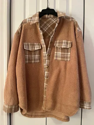 SheIn Plaid & teddy shacket thumbnail 1