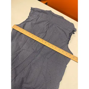 Maurices Navy Blue Polka Dot Sleeveless Tie Front Button Down Blouse Large thumbnail 6