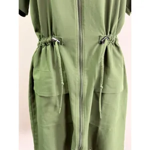 Beyond Yoga Olive Green City Chic Short Sleeve Mini Zip Shirtdress Large thumbnail 10