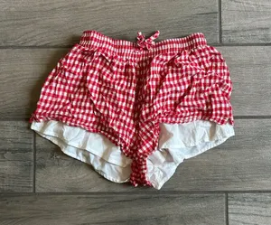 Red Gingham Women’s Shorts with White Lining thumbnail 1