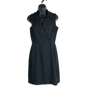 HUGO Buscati Windowpane Grid Sleeveless Blazer Dress Black Size 6 thumbnail 2