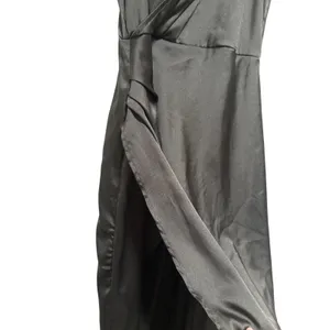 PrettyLittleThing Women's Black Satin Wrap Maxi Dress Size US 4 thumbnail 7