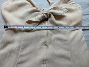 ASTR The Label Linen Blend Tie Front Button Midi Dress Small thumbnail 10