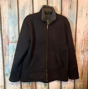 Ralph Lauren Lauren Ralph Lauren Black Heavy Lined Faux Suede Zip Jacket Size L thumbnail 1