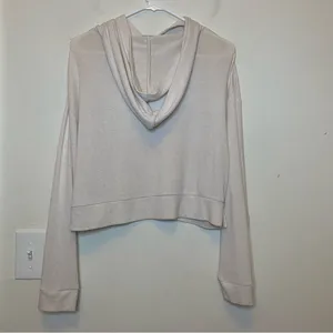 QUINCE Brushed Viscose Cropped Lounge Hoodie Heather Oatmeal Beige Sz Small thumbnail 8