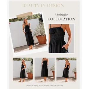 NEW Sundress Pockets Pleat Long Tiered Maxi Dress M thumbnail 7