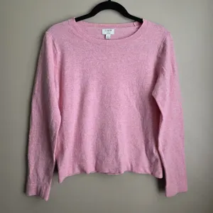 J Crew Cotton-Wool Blend Teddie Sweater Pink Crewneck Knit Pullover Size Large thumbnail 2