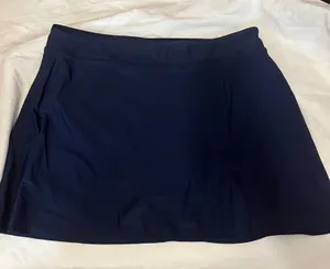 New Lands' End High-Waist Bikini Bottom Skirted Solid Navy Blue Medium thumbnail 1