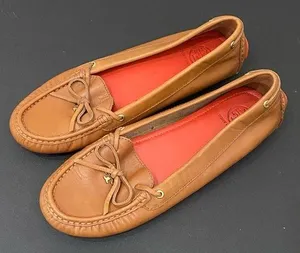 TORY BURCH Ashby Royal Tan Leather Loafers Driving Shoes Size 7 thumbnail 1