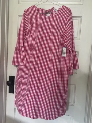 Crown & Ivy Pink Gingham Garden Party Dress Size M thumbnail 2
