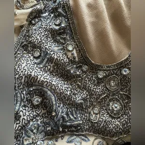 Vintage 90s does 20s Beaded Silk Embroidered Blouse Sz S Cap‎ Sleeve thumbnail 9