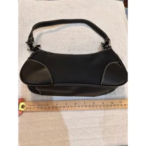 Victoria's Secret Black Nylon Baguette Shoulder Bag Y2K Contrast Stitch Small thumbnail 5