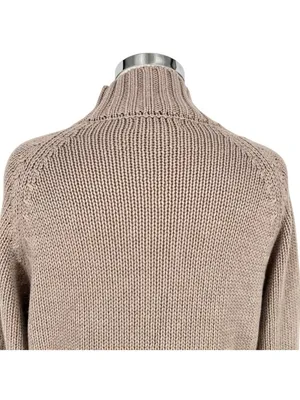 Nanette Lepore Cable Knit Mock Neck Sweater Beige Greige Coastal Cozy Size Small thumbnail 11