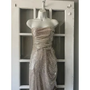 Lavish Alice sequin bandeau wrap dress in silver sequin thumbnail 7