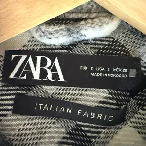 Zara Italian Fabric Wool Plaid Oversized Shacket Shirt Jacket Black White Small thumbnail 4