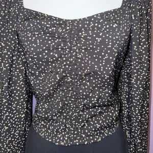 NEW A New Day Black and Tan Polka Dot Blouse thumbnail 2