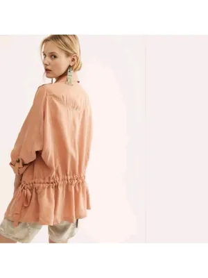 Free People The Lea Jacket Double Breasted Women's cupro lightweight pink thumbnail 3