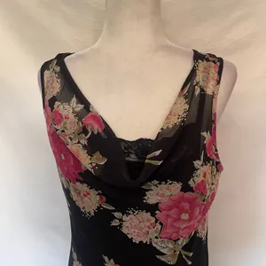 Y2K Studio Connection Slip Floral Dress Sz M Whimsigoth Asymmetrical Hem Bead thumbnail 2