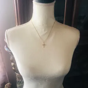 Vintage genuine goldstone cross pendant on chain necklace thumbnail 8