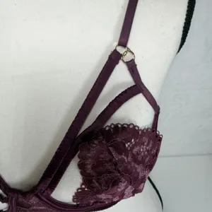 Vera Large Cage Bralette Plum Purple Lace Strappy Adjustable 30018 New Sexy Edgy thumbnail 4