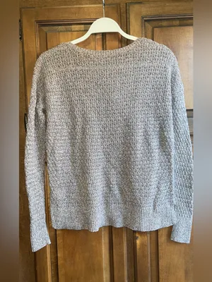 🌸American Eagle Outfitters Women's Cable Knit Sweater V-Neck Grey XSMALL thumbnail 9