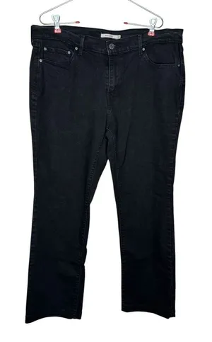 Levi's 505 Women's Jeans Straight Leg Cropped‎ Boyfriend Mom Denim Black Sz. 32 thumbnail 1