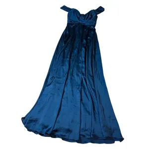 NWT Dessy‎ Dress Size 0 OFF-THE-SHOULDER DRAPED NECKLINE MAXI Atlantic Blue thumbnail 3