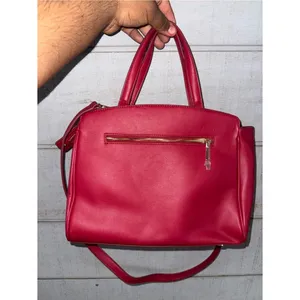 Women’s INC International Concepts Bright Red Satchel with Gold Chain Accent thumbnail 5