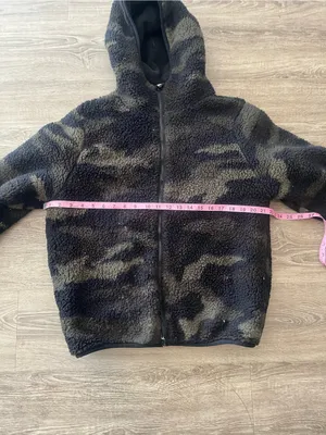 PINK Victoria’s Secret Camo Sherpa Jacket Womens XL Black Fleece Zip Hoodie thumbnail 10