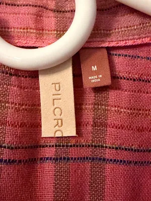 Pilcro Anthropologie Serena surf blouse embroidered plaid size medium oversized thumbnail 8