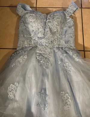 Blue Lace Prom Dress Size M thumbnail 3