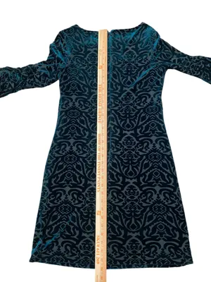 Eliza J Green Patterned Velvet Burnout Cascade Bell Sleeve Shift Dress thumbnail 5