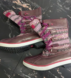 UGG Australia Baroness Fair Isle / Nordic Duck Boots In Burgundy & Sugar Plum thumbnail 1