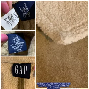 Vintage Y2k Gap Tan Suede And Cream Faux Shearling Lined Jacket (M) thumbnail 13