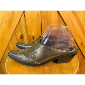MATISSE Metallic Leather Western Mules Size 7.5M thumbnail 3
