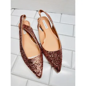 James Chan Nakasey Slingback Flats Womens 10 Pink Rose Gold Glitter Pointed Toe thumbnail 2