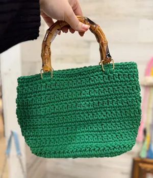 Handmade Emerald green crochet bag thumbnail 1