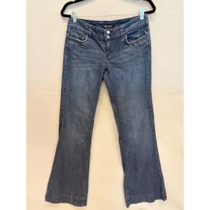 White House Black Market Noir‎ Low Rise Flare Jeans Y2K Blue Denim Size 6R thumbnail 2