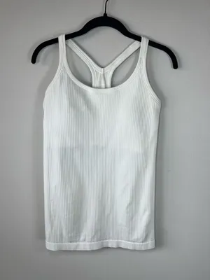 Lululemon Ebb to Street Tank Top White Ribbed Built In Bra Racerback Athletic 8 thumbnail 2